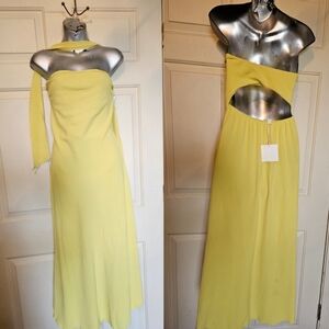 See you monday lime strapless midi dress